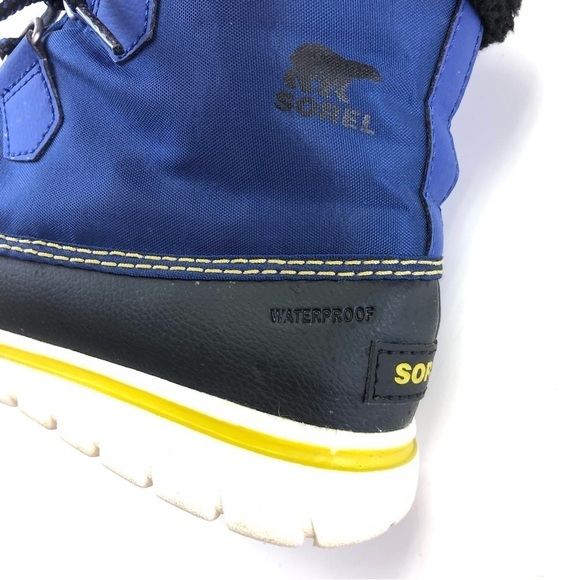 Sorel Cozy Carnival Aviation blue black ankle winter womens boots Size 7 - Picture 2 of 11